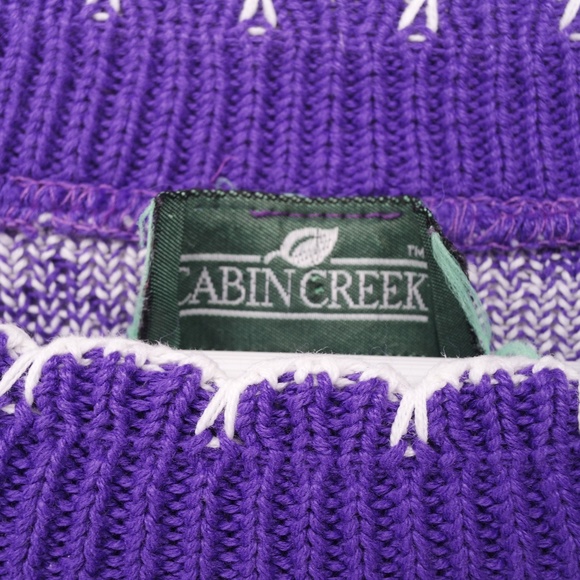 Vintage 100% cotton purple rose sweater, size M - Picture 3 of 5